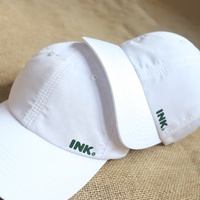 Vente en gros directe de casquettes de golf blanches pour femmes, à logo personnalisé imprimé, à visière incurvée, 6 panneaux, non structurées, avec trous découpés au laser