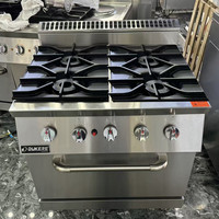 Cuisinière à gaz commerciale 4/6 brûleurs, style européen, en acier inoxydable, verticale, avec four à convection électrique