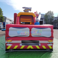 Castillo Inflable Comercial para Niños, con Tobogán, Temática de Estación de Bomberos, Capacidad de 500 kg, Garantía de 3 Años