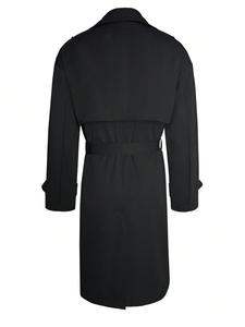 Abrigo de botón tejido impermeable delgado de doble botonadura para <span class=keywords><strong>hombre</strong></span> gabardina larga - Product Image 2