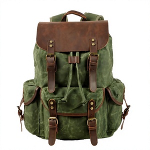 Men's Waterproof Retro String Canvas <b>Backpack</b> Vintage Laptop Travel Bag Arcuate Shoulder Strap 20L All Seasons Custom - Product Image 4
