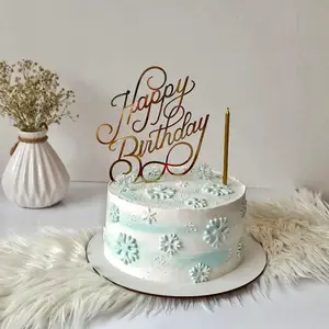 Gouden Gepersonaliseerde Acryl Cake Decoraties Bakken Decoreren Benodigdheden Voor De Zijkant Van De Cake Gebruiken Happy Birthday Acryl Cake Topper