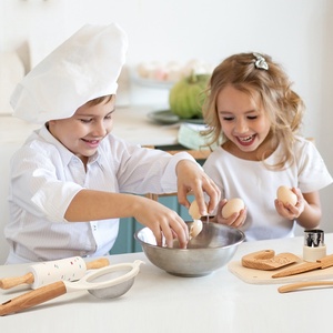 Lot de 10 ustensiles de <span class=keywords><strong>cuisine</strong></span> en bois pour enfants, jeu d'imitation, comprenant couteau, planche à découper, légumes et fruits, pour les 0-24 <span class=keywords><strong>mois</strong></span>, éducatif - Product Image 3