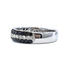 925 Sterling <b>Silver</b> Black Rhodium Plated Brilliant Cut Black White Moissanite <b>Mens</b> Luxury Wedding Band Hip Hop Statement <b>Ring</b> - Product Image 2
