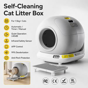 <span class=keywords><strong>Robot</strong></span> toilette autonettoyant intelligent pour <span class=keywords><strong>chat</strong></span> avec capteur de sécurité infrarouge, contrôle par application, 99 % de désodorisation, anti-pincement - Product Image 5