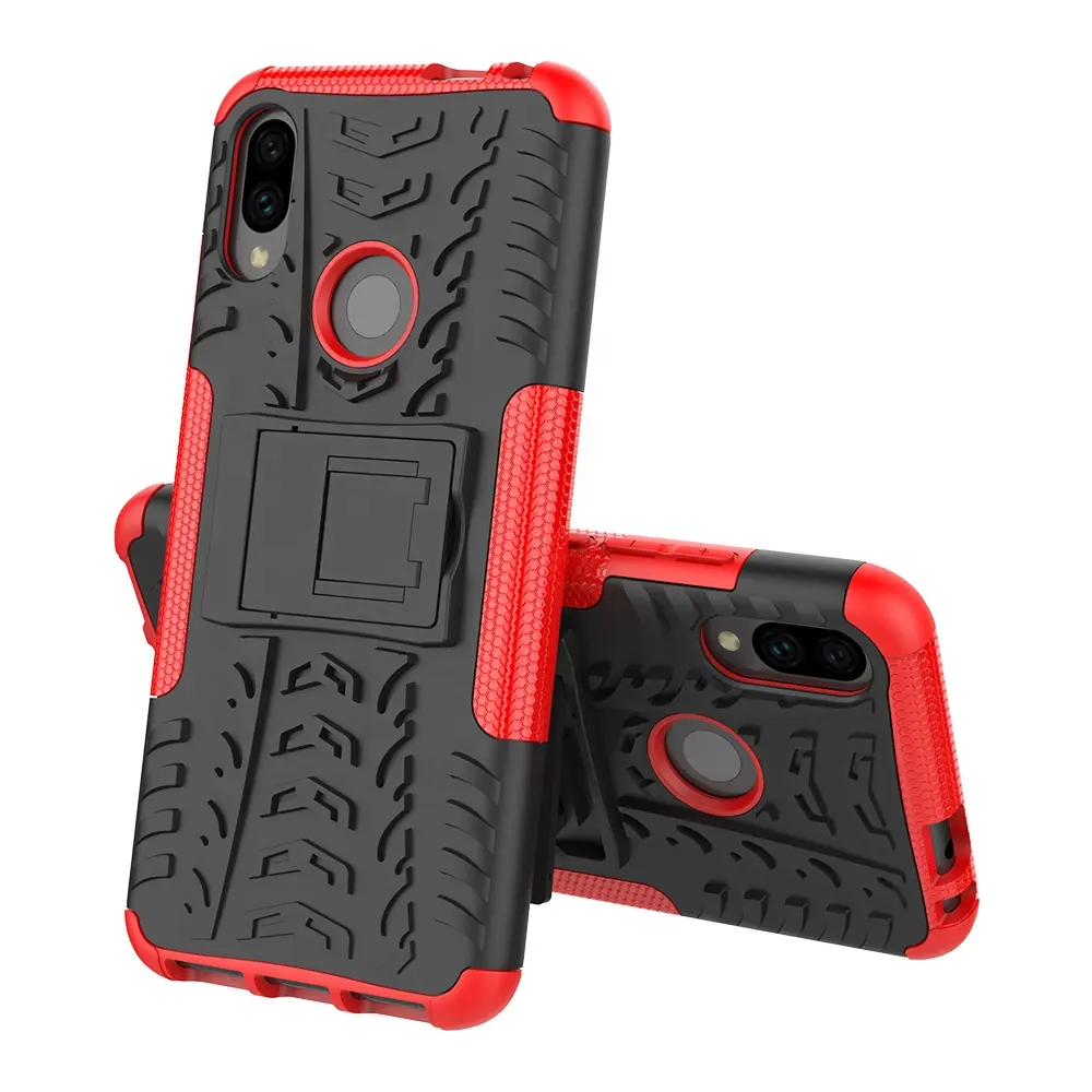 Wholesale Tire Pattern Colorful Kickstand Phone Case For Xiaomi Redmi Note 7 Hybrid Cover Case