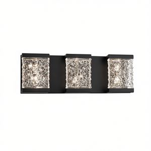Modern 3-Light <b>LED</b> Bathroom Vanity Light Black Crystal Glass <b>Wall</b> Mounted <b>Mirror</b> Lamp Warm White 3500K IP44 - Product Image 1