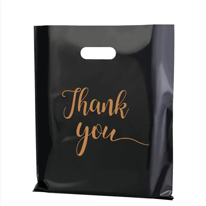 Terima kasih Merchandise tas ekstra tebal dapat digunakan kembali plastik ritel Terima kasih tas belanja dengan pegangan untuk hadiah, toko