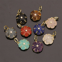 Pendentif Fleur en Pierre Naturelle Plaqué Or 18 carats pour la Fabrication de Bijoux de Mode Féminine