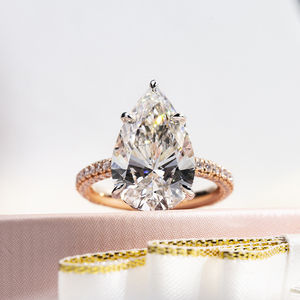 Bague de fiançailles en or 18 carats MSR-1704, diamant de laboratoire 8 carats D VS1 taille poire, prix d'usine, pour femme - Product Image 1