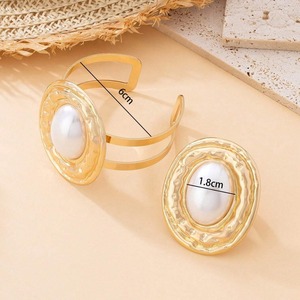 Ensemble de boucles d'oreilles et de bracelet en métal et perles à <span class=keywords><strong>la</strong></span> mode pour femmes, bijoux élégants et polyvalents - Product Image 6