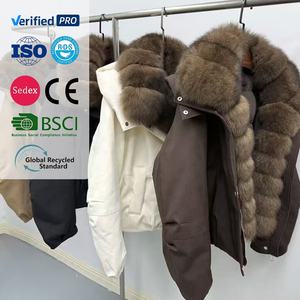 Veste d'hiver en duvet d'oie à <span class=keywords><strong>capuche</strong></span> en fourrure de renard naturelle de grande taille pour femmes, manteau chaud épaissi, <span class=keywords><strong>parka</strong></span> <span class=keywords><strong>imperméable</strong></span> - Product Image 2
