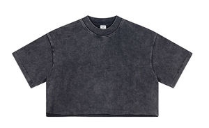 Popular DTG Print Women's Acid Wash Crop tops Algodón 250gsm Vintage camiseta Tops - Product Image 5