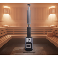 Vapasauna – Ensemble cheminée de sauna à bois au design moderne, avec chauffage au bois et construction en acier inoxydable