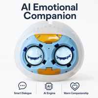 Jouets en peluche interactifs IA, animal de compagnie numérique, yeux LED bleus, matériau silicone, jouet assistant émotionnel, vente en gros