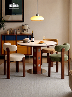 Chaise de salle à manger en bois massif de style moderne du milieu du siècle, fauteuil à dossier en velours côtelé français, chaise à dossier rembourré de designer nordique haut de gamme