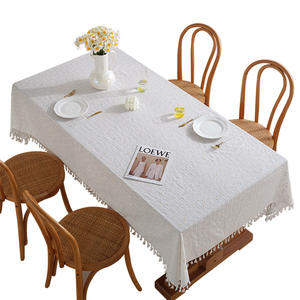 Nappe Jacquard Rectangulaire Style Japonais en Coton et Lin pour Usage Domestique avec Pompons, Housse de Table Basse Anti-Poussière - Product Image 1