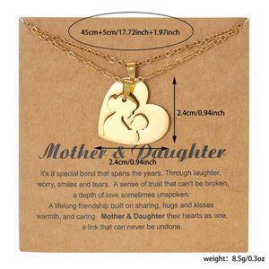 Collar para el Día de la Madre, Chapado en Oro de 18K, Colgante de Corazón de Acero Inoxidable, Regalo para Mamá e Hija - Product Image 4