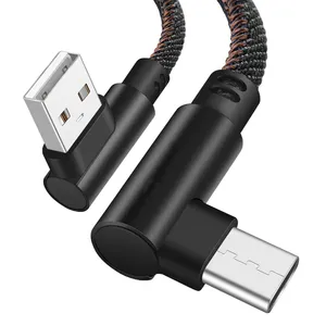 Cáp Micro USB Type C Dây USB Sạc Nhanh 2.4A Cáp Dữ Liệu Bện Nylon Khuỷu Tay 90 Độ Cho Điện Thoại Android Samsung/Sony/Xiaomi