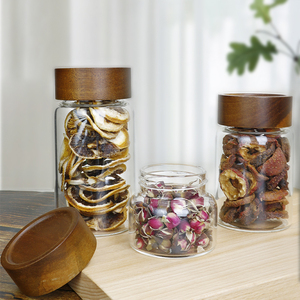 Pot en verre borosilicate de haute qualité pour la conservation des aliments frais, avec couvercle en bois d'acacia, idéal pour les épices, les biscuits et le thé. - Product Image 4