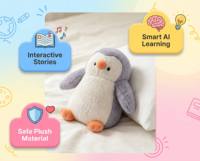 Peluche interactive intelligente IA en forme de pingouin, ultra-douce et apaisante, robot éducatif racontant des histoires pour enfants OEM/ODM