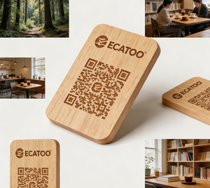 Supporto per Codice QR con Base in Legno e Cartoncino in Bambù per Condivisione sui Social Media - Product Image 4