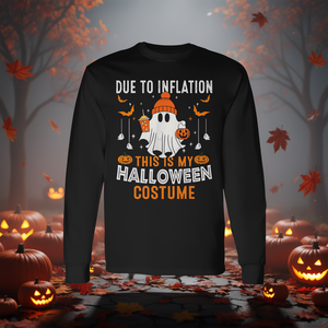 Camiseta de manga larga de Halloween debido a la inflación, este es mi disfraz, diseño divertido de fantasma, talla para adultos - Product Image 2
