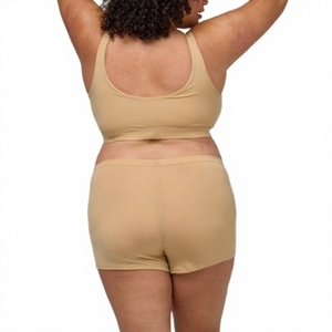 Conjunto de Ropa Interior de 2 Piezas para Niños: Pantalones Cortos de Cintura Alta Estilo Europeo Americano y Sujetador Deportivo Sin Relleno, Talla Grande, Algodón/Spandex - Product Image 5