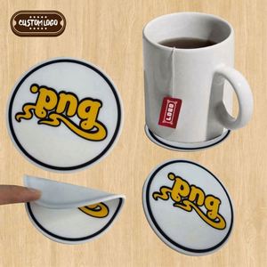 แผ่นรองแก้วซิลิโคนแบบกำหนดเองพร้อมที่วาง ทำจากยางพีวีซี พิมพ์ลายตามสั่ง ดูดซับน้ำได้ดี ทำจากกระดาษเยื่อกระดาษ - Product Image 1