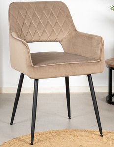 <span class=keywords><strong>Fauteuil</strong></span> de salle à manger moderne et élégant Chaise de loisirs avec <span class=keywords><strong>velours</strong></span> et pieds en métal enduit de poudre pour meubles de maison ou de café - Product Image 5