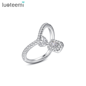 LUOTEEMI New Micro Trendy Woman Long Finger Fashion 2021 Luxury Jewelry Cubic Zirconia Ring