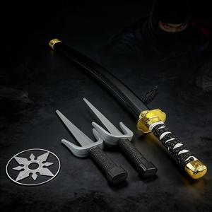 Juego <span class=keywords><strong>de</strong></span> <span class=keywords><strong>cuchillos</strong></span> <span class=keywords><strong>de</strong></span> juguete <span class=keywords><strong>de</strong></span> armas antiguas <span class=keywords><strong>de</strong></span> samurái japonés, espadas largas y cortas <span class=keywords><strong>de</strong></span> plástico con dardos Katana incluidos - Product Image 6
