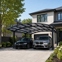 Garage de stationnement pour véhicules moderne et imperméable, toutes saisons, avec toiture en aluminium et polycarbonate robustes