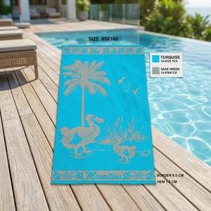 Cuadro Decorativo de Pared con Diseño de Palmera Costera, Estilo Art Deco, en Lienzo Rectangular, 85x160cm, Color Turquesa Mauricio, The Dodo - Product Image 3