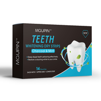 Tiras Blanqueadoras de Dientes de Carbón Natural MQUPIN, Paquete de 14 Pares, con Logotipo Personalizado, Sin Peróxido, Eliminador de Manchas Suave para el Cuidado Dental