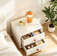 Mesita de Noche de Acero al Carbono, Mueble de Almacenamiento de Acero para Dormitorio, Gabinete Pequeño con Cajones para Niños