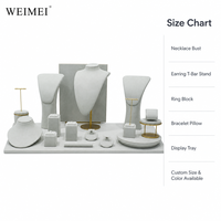 Présentoir à bijoux de luxe WEIMEI en velours blanc avec plateau buste pour colliers, boucles d'oreilles, bagues et bracelets – Ensemble de présentation de bijoux