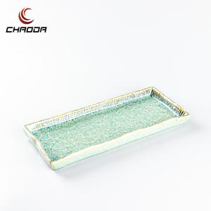 Assiette rectangulaire en céramique <span class=keywords><strong>verte</strong></span> de restaurant nordique de vente en gros directe d'usine - Product Image 3