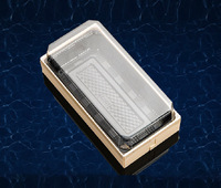Boîte à sushi en bois jetable pour usage commercial, emballage rectangulaire recyclable pour plats à emporter, finition mate