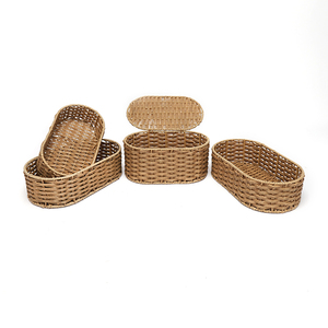 Set di 9 Cesti Portaoggetti in Rattan PE Intrecciato Fatti a Mano, Cesti Decorativi per Organizzare il Bucato, per Bagno, Realizzati in Tessuto, Metallo e Ferro - Product Image 5
