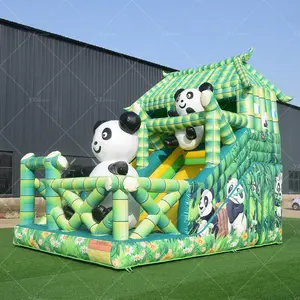 Classe comercial panda salto casa slide combo inflável bouncer castelo seco slide