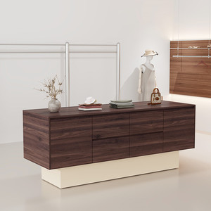 Comptoir de réception moderne noir avec console et tiroirs de rangement pour hall d'entrée de magasin de détail - Product Image 5