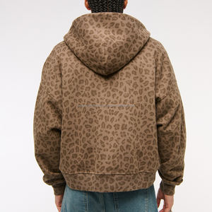 Sudadera con capucha para hombre con logotipo personalizado, holgada, de gran tamaño, lavada con ácido, algodón, diamantes de imitación, pantalla de seda, sudaderas con capucha lavadas y cremallera digital para invierno - Product Image 6