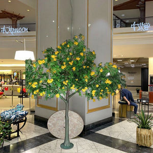 Albero Artificiale Cinese Alto 250cm con Fiori di Locustello Giallo, Decorativo in Plastica e Fibra di Vetro per Uffici - Product Image 5
