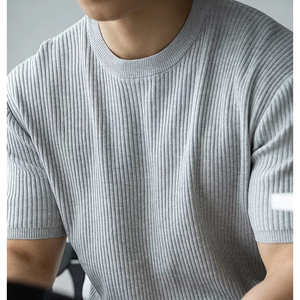 Camiseta de Verano para Hombre, Cuello Redondo, Manga Corta, Tejido de Punto, Alta Calidad, Transpirable, Secado Rápido, Casual, Lisa, Corte Regular, Color Sólido, para Actividades al Aire Libre - Product Image 1