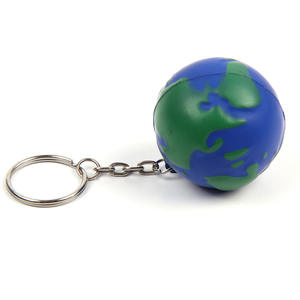 Manufacturer Supplies 4cm PU Foam <strong>Globe</strong> Keychains and PU Keychains - Product Image 1