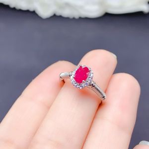 Anillo de Rubí Natural para Mujer, Plata de Ley 925, Estilo Vintage, Chapado en Rodio, Joyería para Mujer, Anillo de Compromiso o Boda - Product Image 4