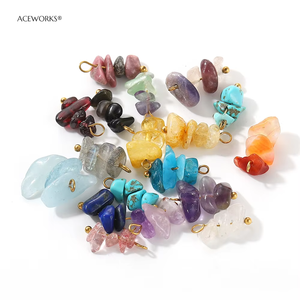 จี้หินธรรมชาติแบบซ้อน |   จี้ห้อยประดับพลอยเคลือบทอง 18K PVD บนสแตนเลสสตีล ไม่หมอง สำหรับทำเครื่องประดับ DIY - Product Image 2