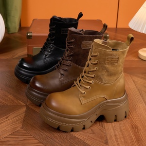 Botines de Plataforma de Tacón Grueso de Diseño de Lujo para Mujer, Colección Otoño/Invierno 2026, Versátiles, con Aumento de Altura, para Mujeres de Baja Estatura - Product Image 1