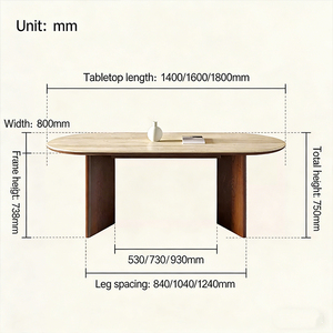 Ensemble de <span class=keywords><strong>table</strong></span> à manger ovale moderne minimaliste en bois massif et pierre frittée avec chaises pour la maison, salon, style moderne du milieu du siècle - Product Image 4